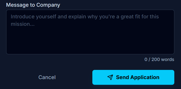 Writing the message that accompanies a mission application before sending it to the company