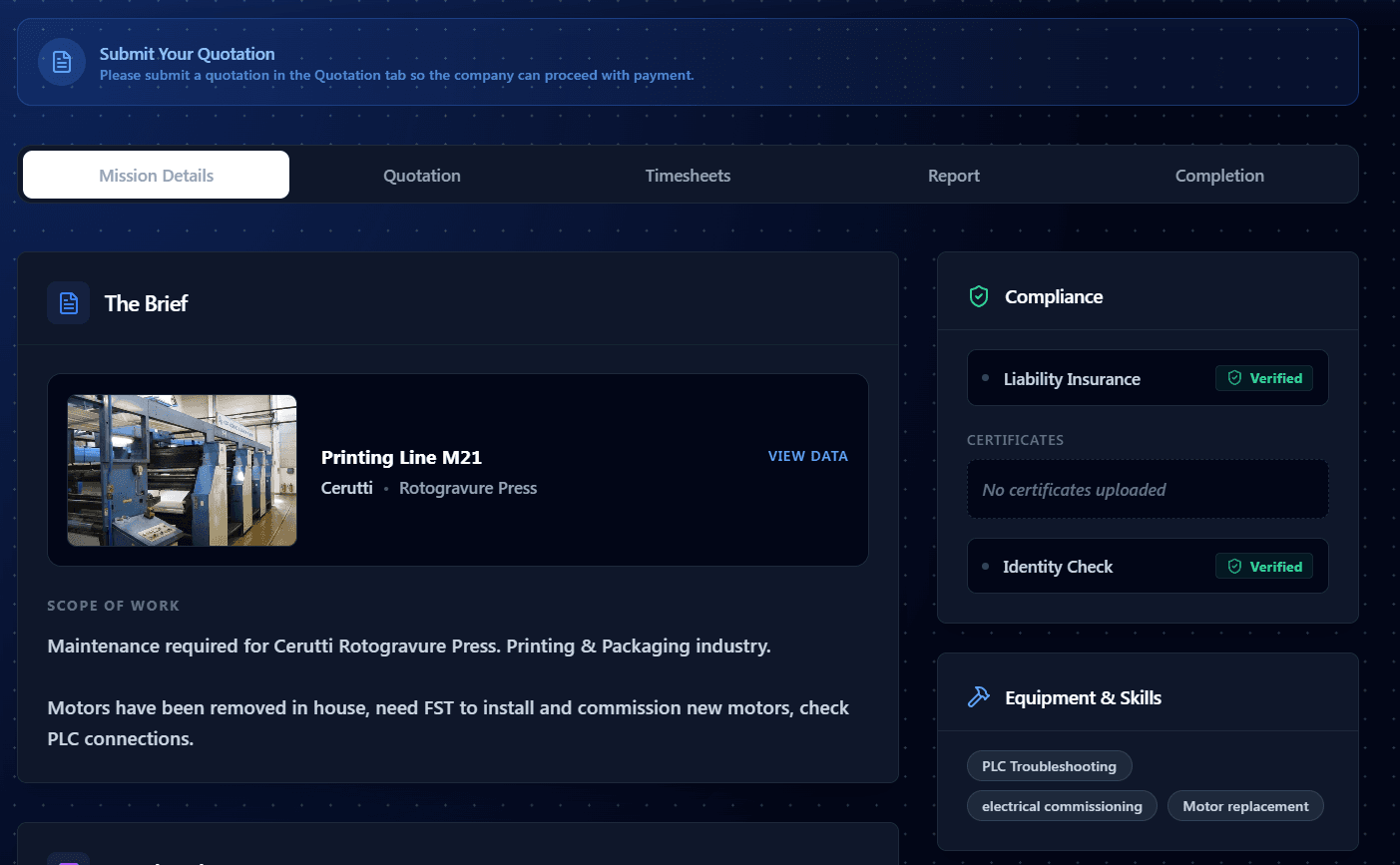 Mission control brief