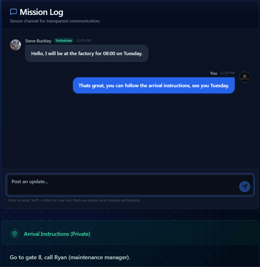 Mission control chat