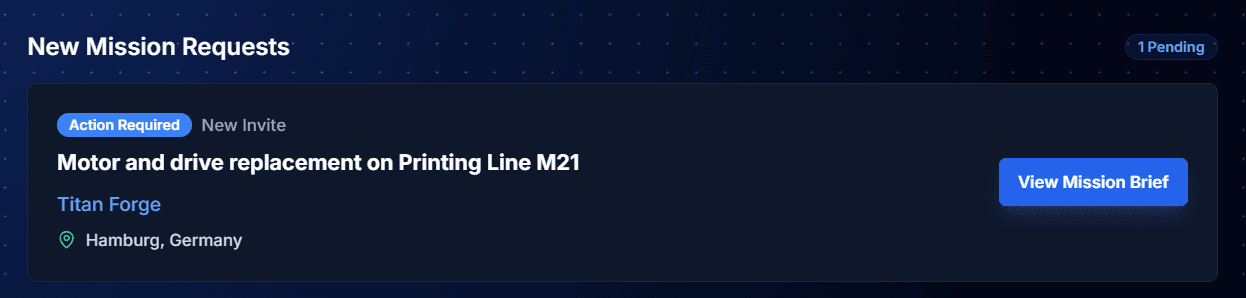 Incoming mission request