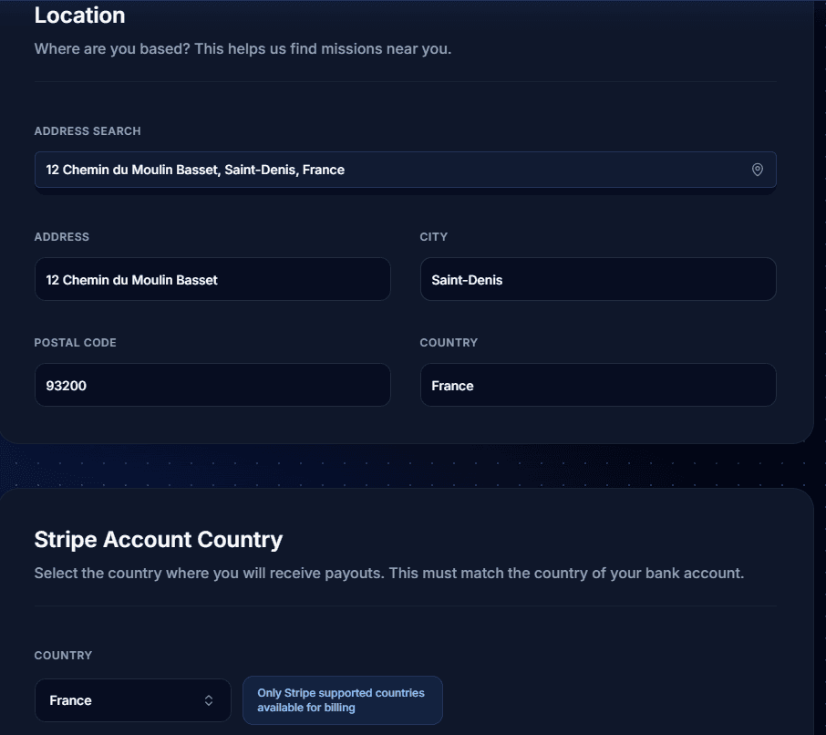 Service area and location