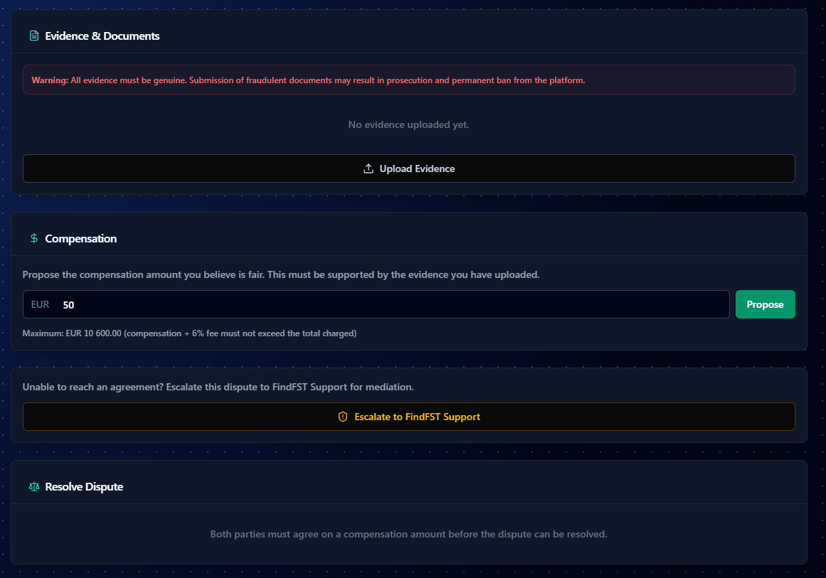 Submit dispute resolution